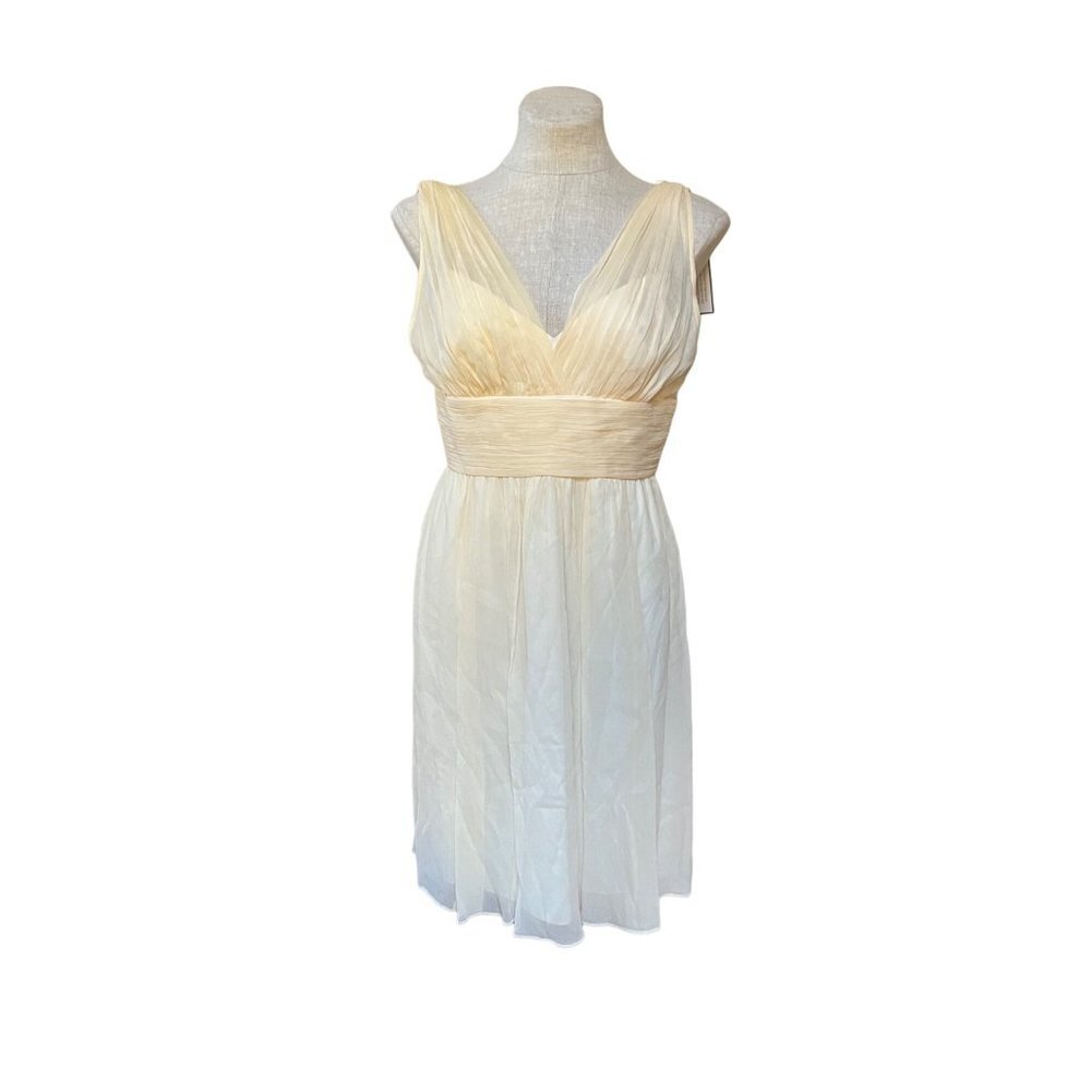 J. Crew NWT Ava Dress Champagne Silk Chiffon Sleeveless Mini Gown